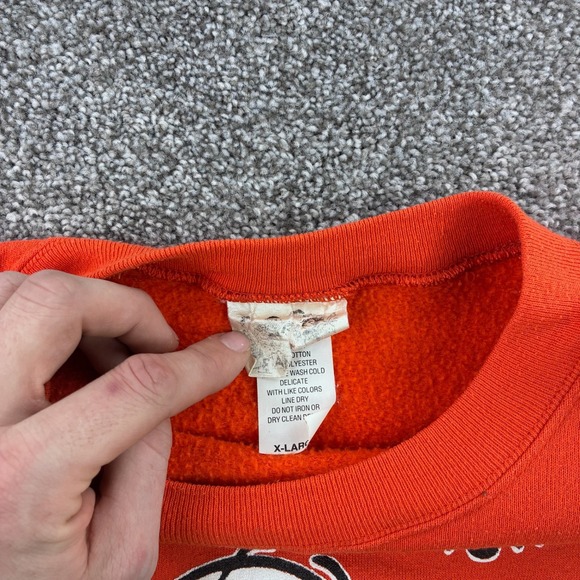 Vintage Peanuts Halloween Sweatshirt Mens XL Orange Snoopy Woodstock Cartoon - Picture 3 of 5
